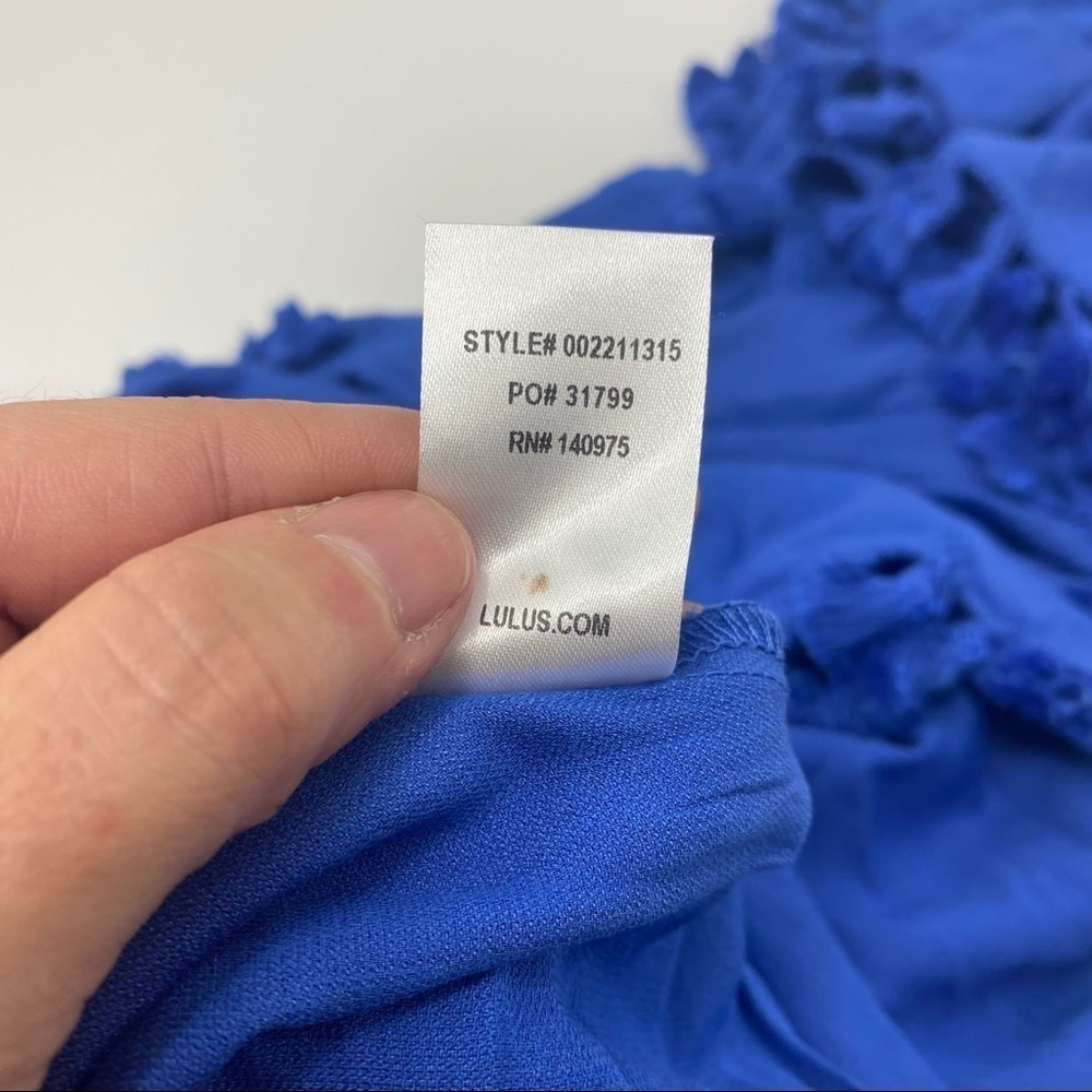 Lulu’s Pensacola blue off shoulder tiered tassel midi dress NWT! S - Picture 9 of 12